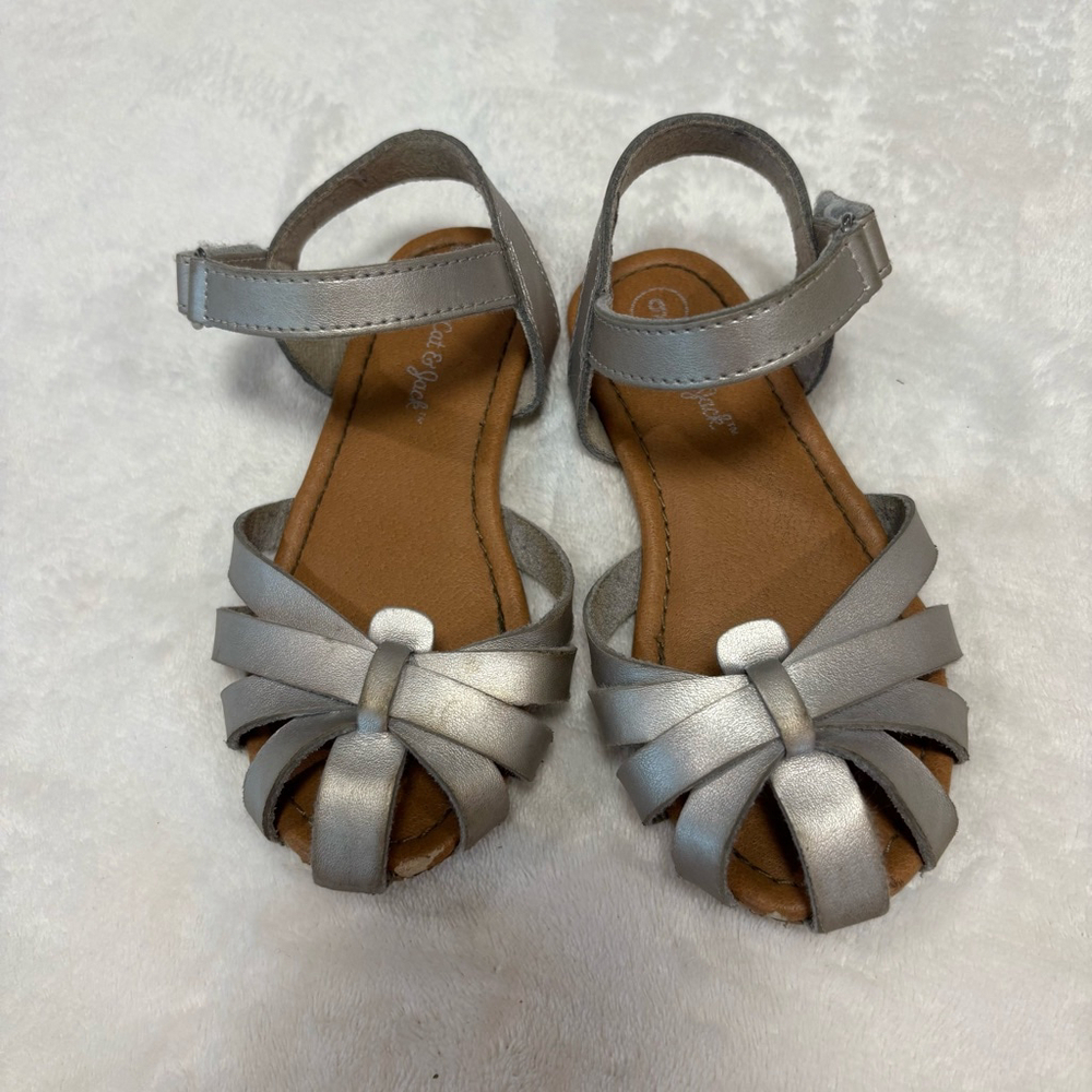 Cat & Jack silver Sandals toddler girl Size 6 Silver